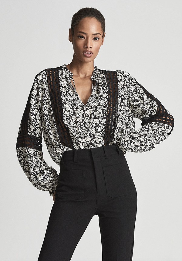 Floral Printed Bloom Detail Blouse from Reiss