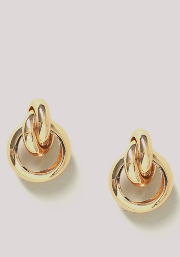 Gold Tone Knot Style Stud Earrings