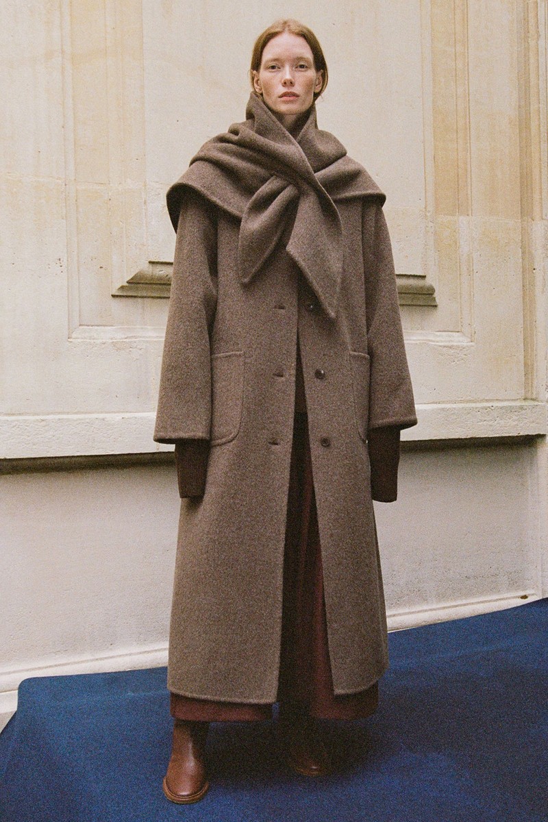 Viv Scarf-Detailed Belted Wool Coat from SEA