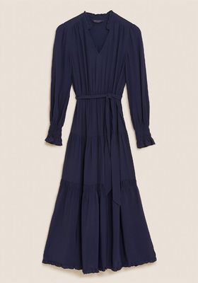 V-Neck Tie Front Midi Tiered Dress from M&S