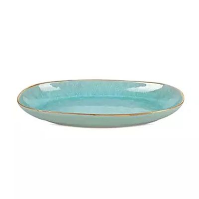 Edo Green & Gold Ceramic Platter Small