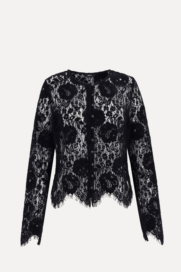 Flocked Velvet Button Down Long Sleeve Top