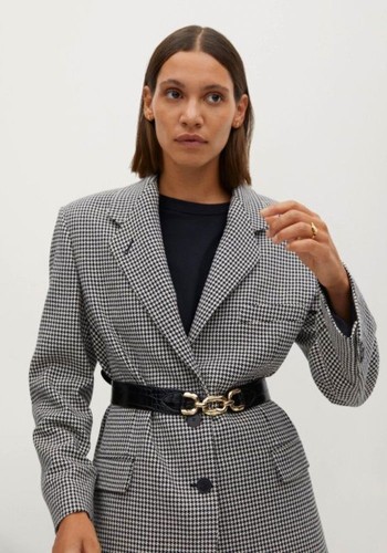 Oversize Houndstooth Wool-Blend Jacket from Mango