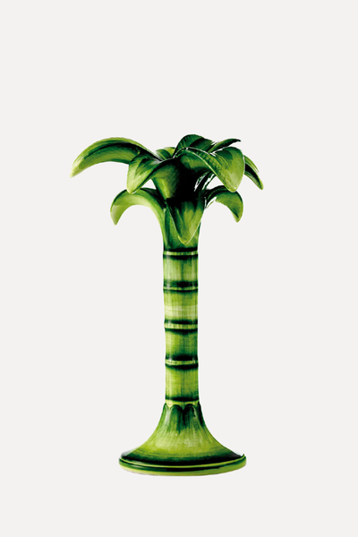 Medium Hand Painted Palm Tree Candlestick from Les Ottomans