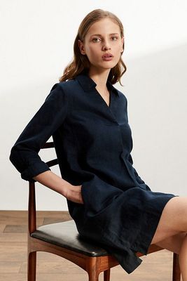 Pure Linen V-Neck Knee Length Shift Dress from Marks & Spencer