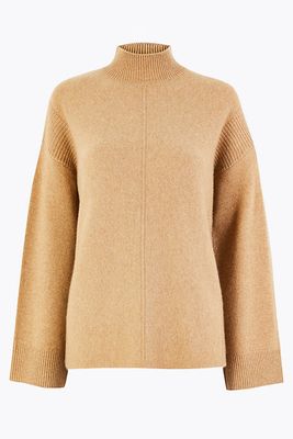 Cashmere Funnel Neck Relaxed Fit Jumper from Marks & Spencer