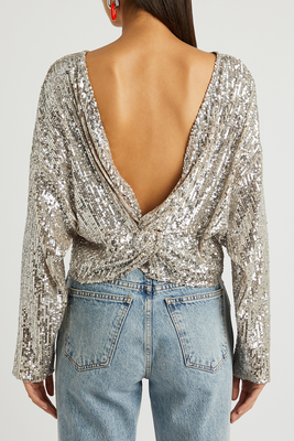 Coco Silver Cropped Sequin Top from In The Mood For Love