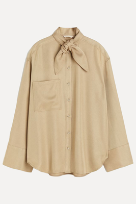 Scarf-Collared Twill Shirt from H&M