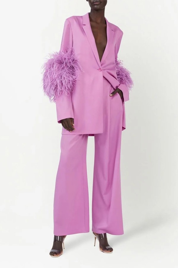 Feather-Trim Single-Breasted Blazer from Lapointe