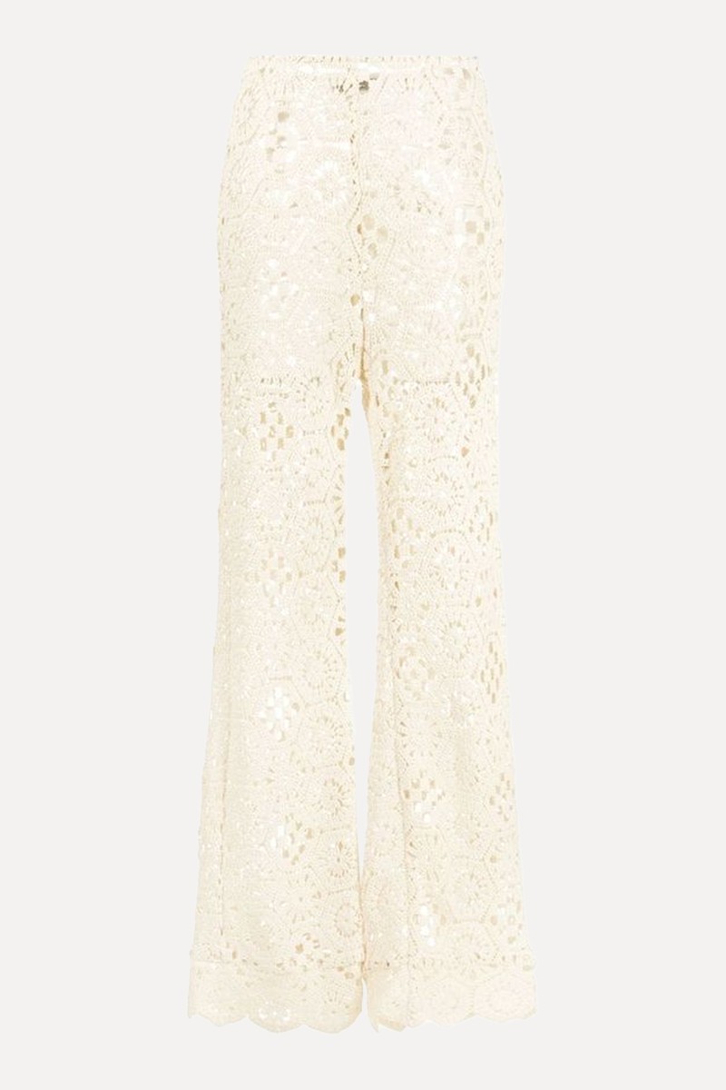 Crochet-Knit Wide-Leg Trousers from Rotate Birger Christensen