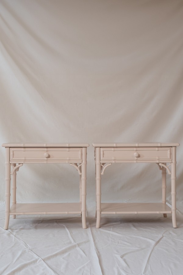 Pair Of Vintage Faux Bamboo Bedside Tables from Alice Crawley
