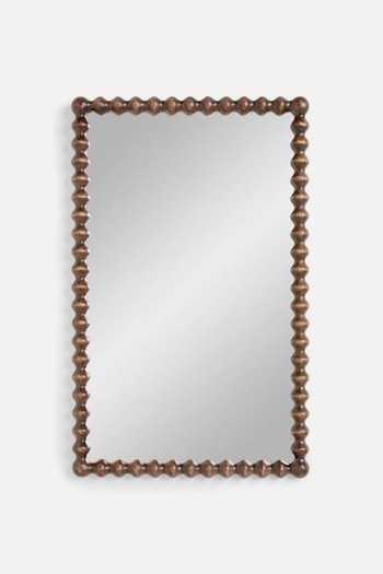 Dark Wood Bobbin Over Mantle Wall Mirror