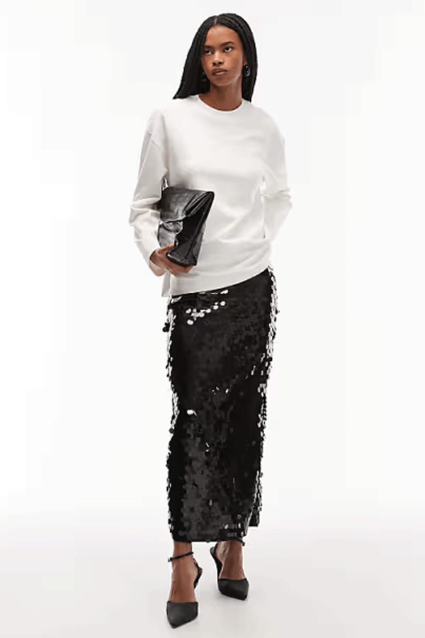 Large Sequin Midi Skirt  from Asos Design
