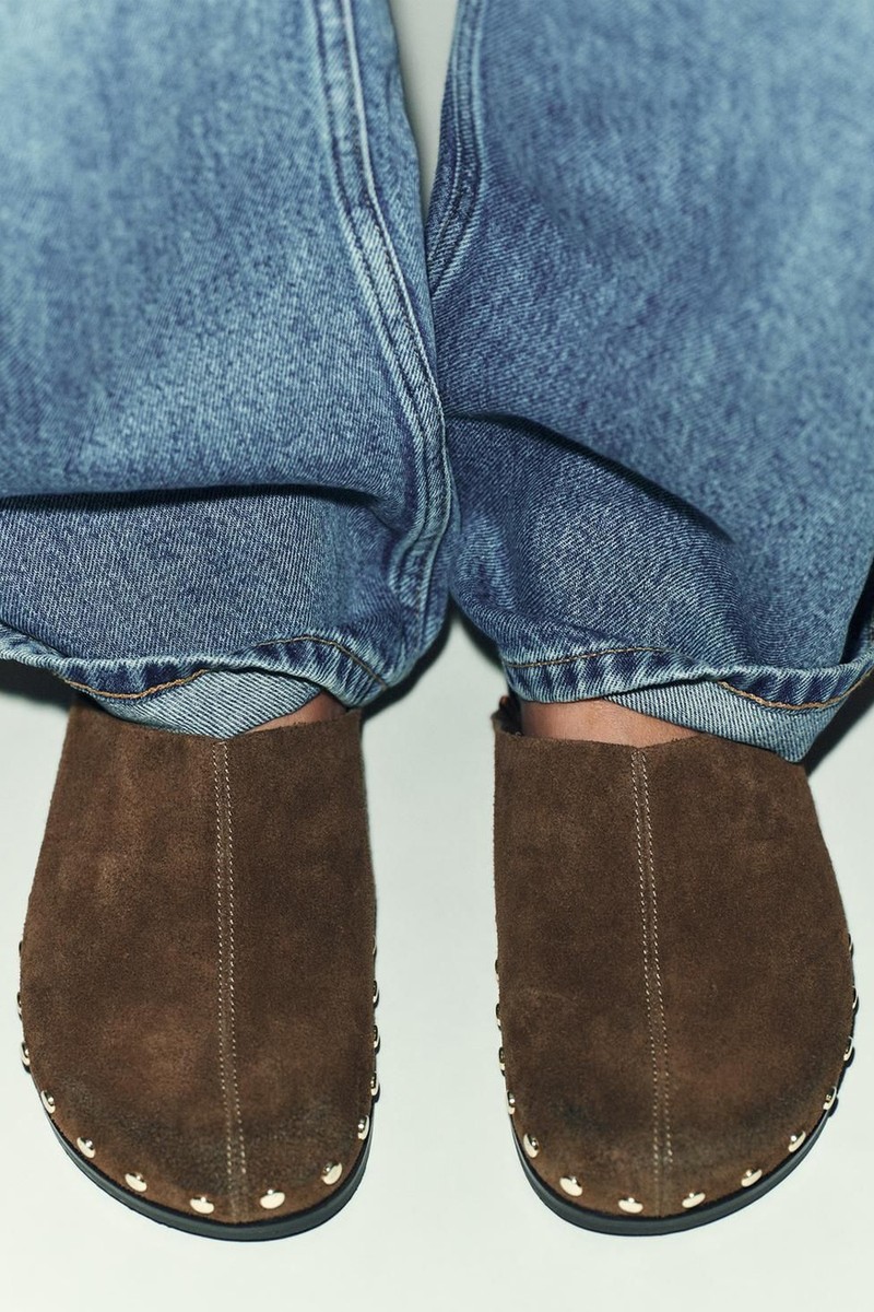 Leather Clogs With Studs from Zara