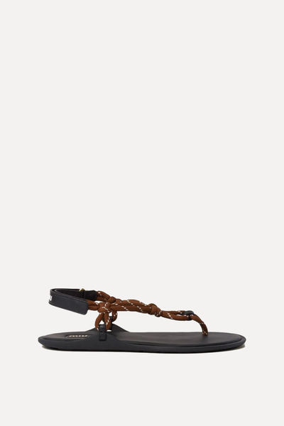 Cord-Strap Leather Sandals from Miu Miu