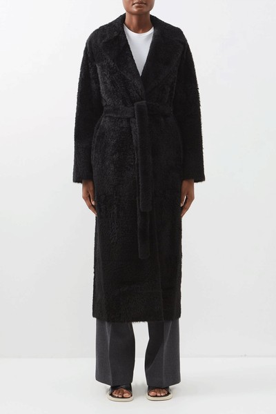 Wrap Around Belted Shearling Coat from RAEY