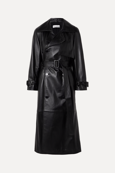 Henri Belted Leather Trench Coat from Nour Hammour