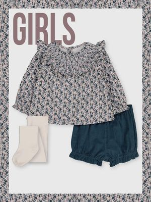 Floral Blouse, Bloomers & Tights