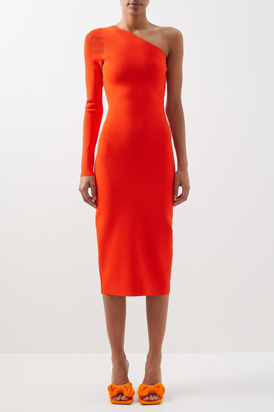 VB Body One-Shoulder Jersey Midi Dress from Victoria Beckham