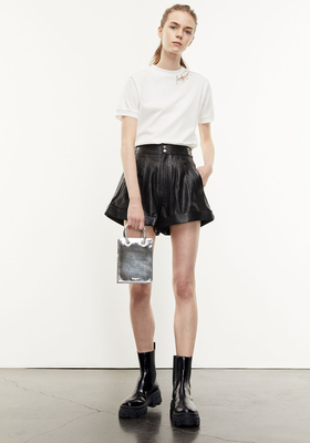 High-Waisted Black Leather Shorts from The Kooples