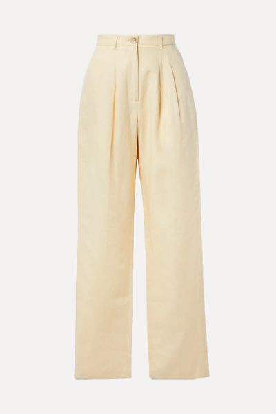 Jay Pleated Linen Straight-Leg Pants from Anine Bing