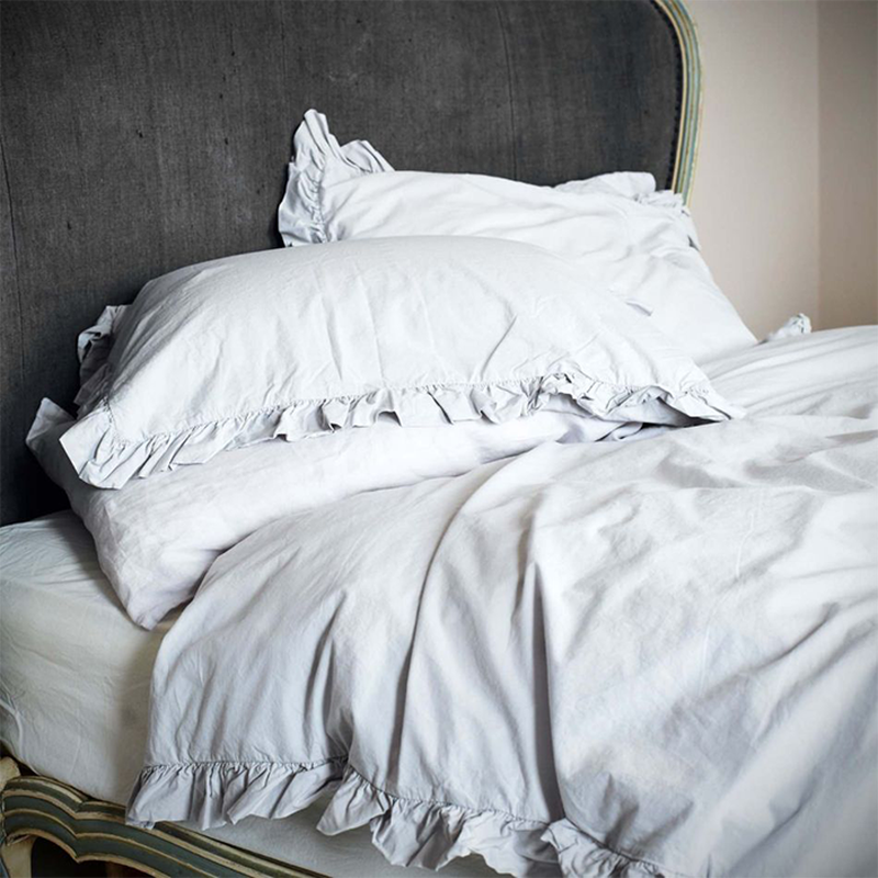 Set Of Two Siena Silver Grey Ruffle Pillowcases from Graham & Green