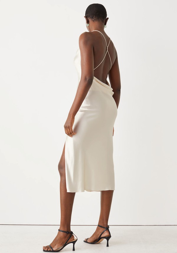Strappy Satin Midi Dress