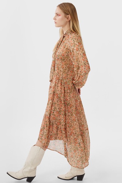 Long Printed Bow Dress from Stradivarius