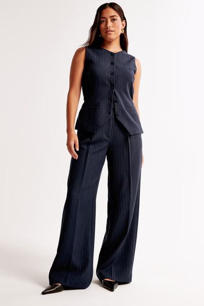 Curve Love A&F Harper Tailored Ultra-Wide Leg Pants