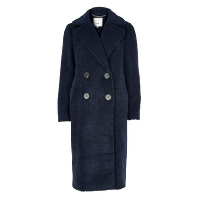 Navy Double Breasted Borg Coat