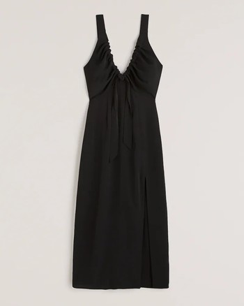 Cinched Neck Slip Midi Dress