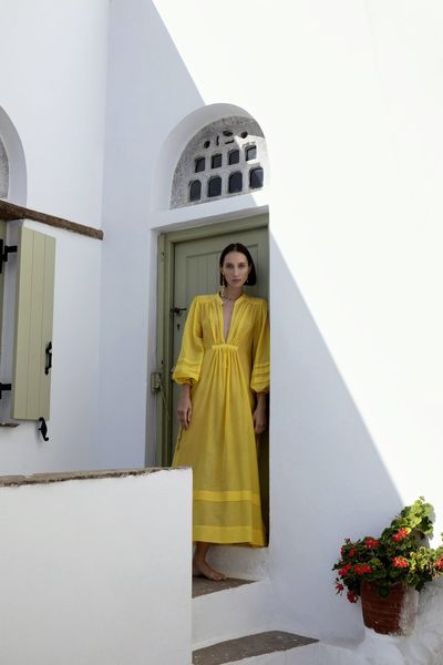 Kalloni Silk Cotton Long Kaftan