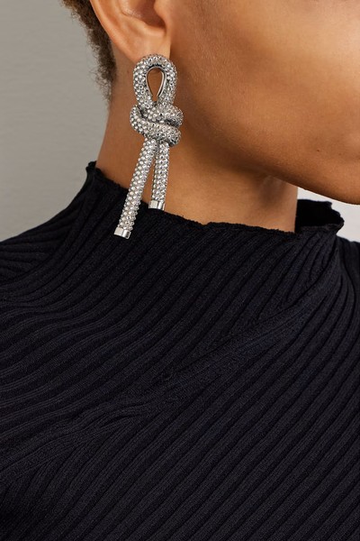 Silver-Tone Crystal & Cotton Earrings from Balenciaga