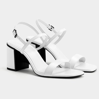 Heeled Sandals With Faux Patent Detail from Bershka