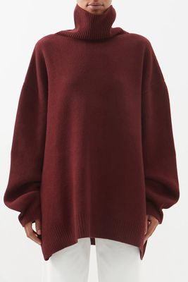 Wool Displaced-Sleeve Roll-Neck Jumper  from Raey