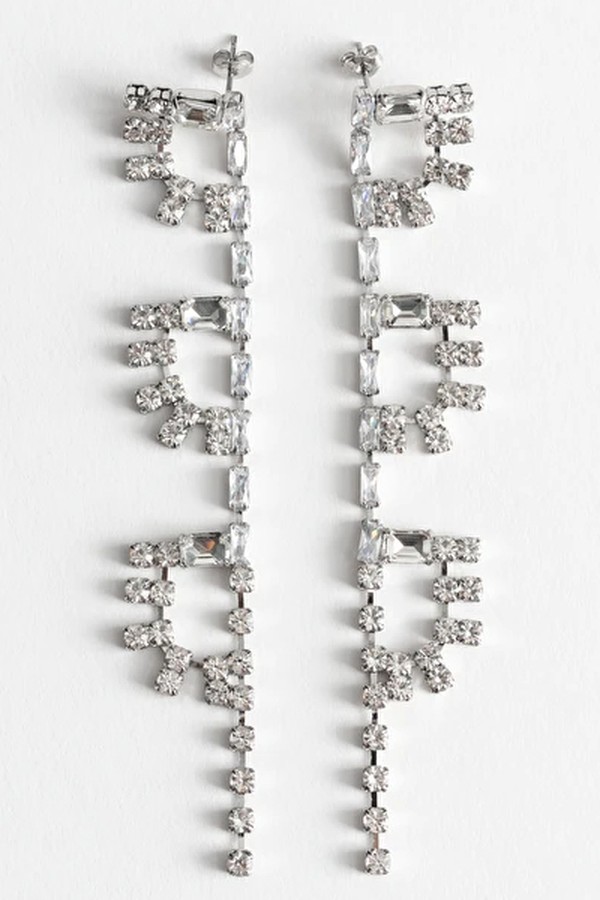 Rhinestone Half Sun Dangling Earrings