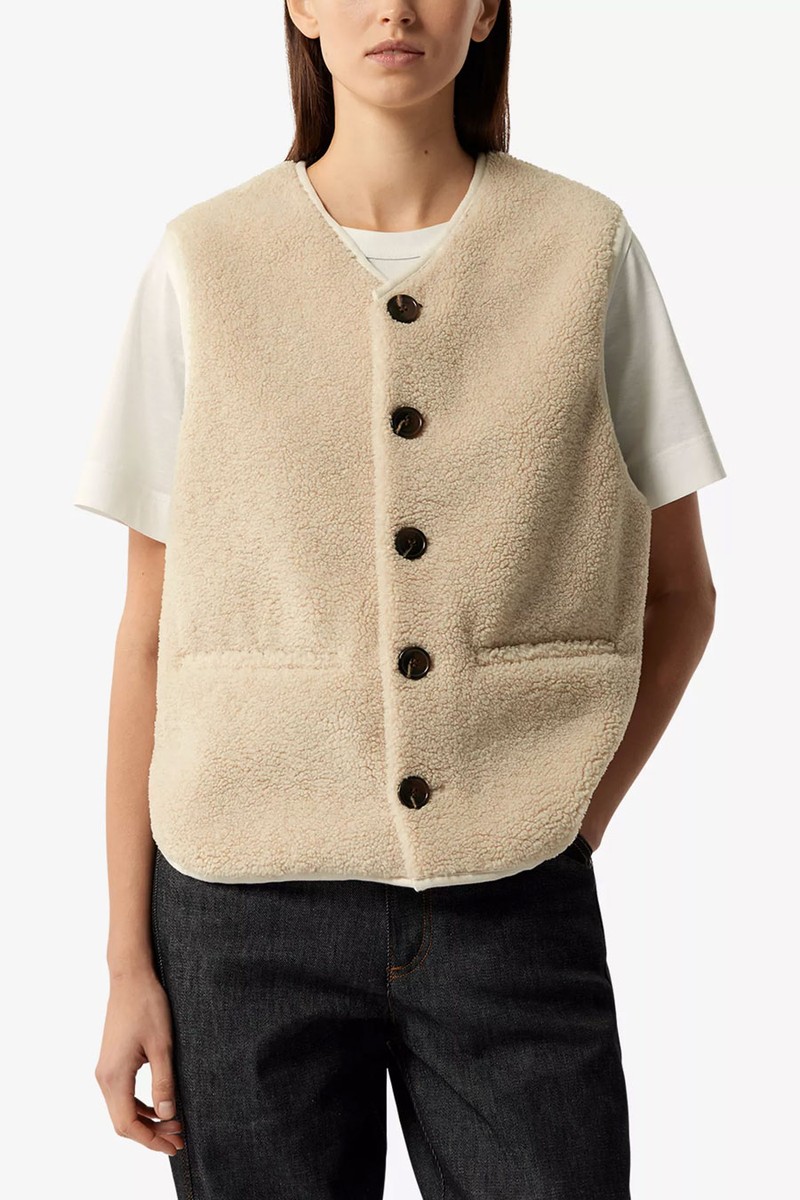 Fusil Teddy-Textured Faux-Fur Gilet from Soeur
