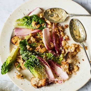 Roasted White Beans With Caesar-Style Tahini Dressing