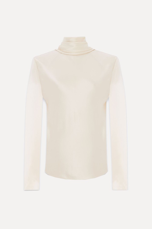 Cowl Back Blouse In Silk Satin Crepe