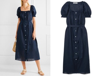 Brigitte Belted Linen Midi Dress from Sleeper