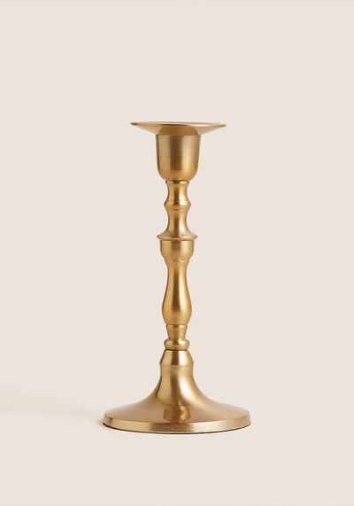 Gold Metal Large Dinner Candle Holder