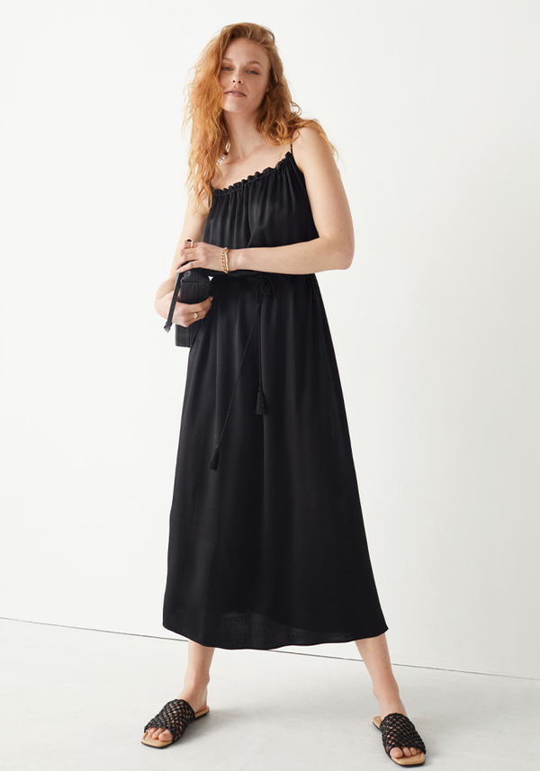 Strappy Tassel Tie Midi Dress