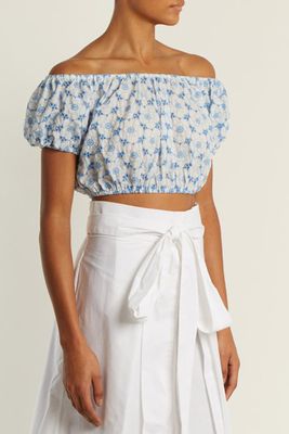 Floral-Embroidered Cropped Top from Lisa Marie Fernandez