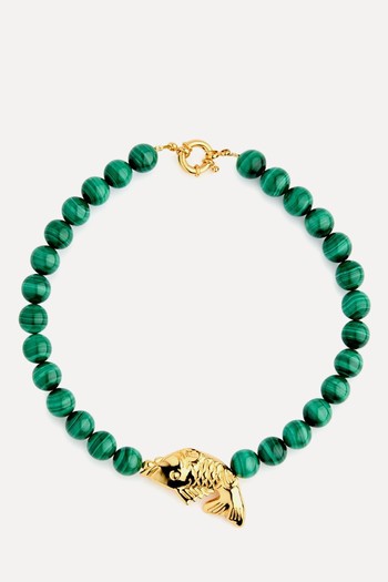 Fish Beaded Malachite Necklace from Timeless Pearly