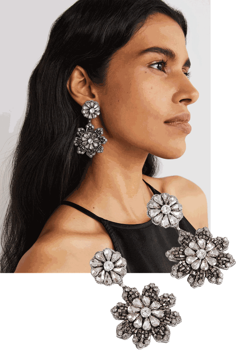 Embellished Floral Earrings, £42