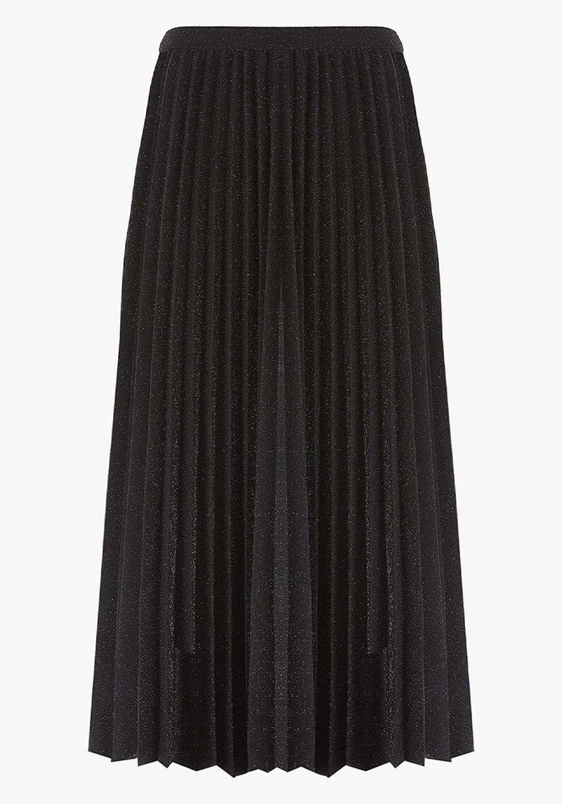 Black Sparkle Pleat Midi Skirt from Mint Velvet