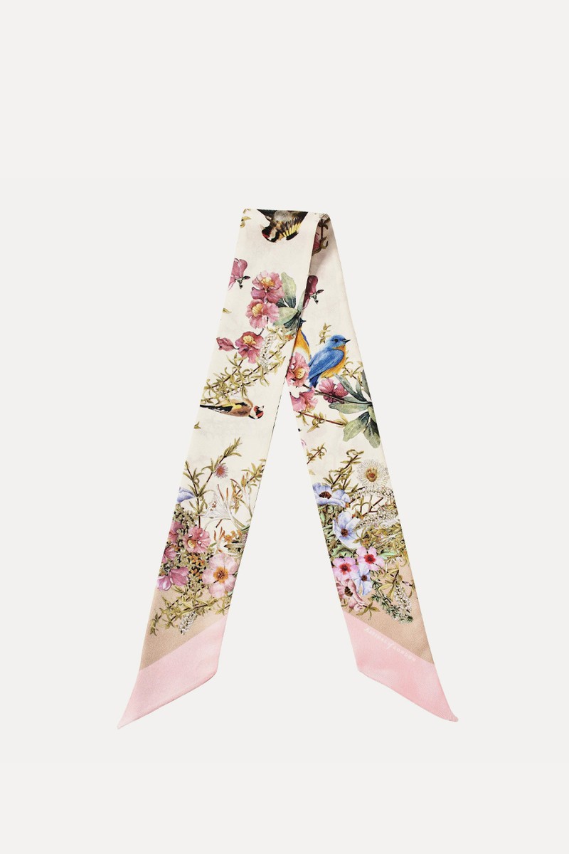 Edwardian Garden Skinny Pure Silk Scarf