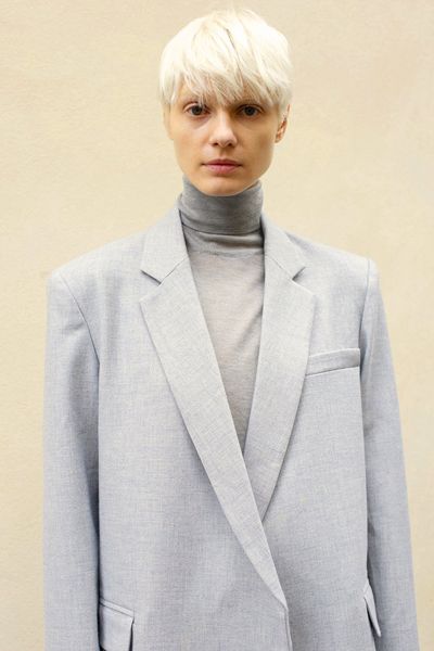 Pale Heather Grey Notch Collar Buttonless Blazer