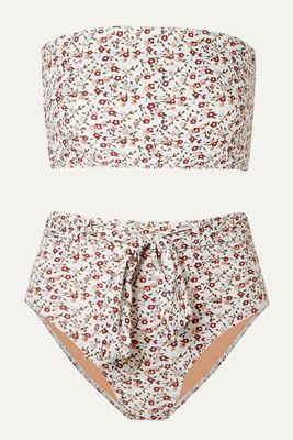 Lucy Tie-Front Floral-Print Bandeau Bikini from Faithful The Brand