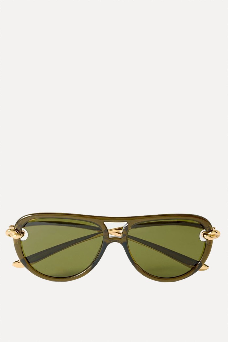 New Knot Aviator-Style Acetate & Gold-Tone Sunglasses from BOTTEGA VENETA EYEWEAR 